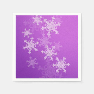 Serviettes En Papier Flammes de neige violettes blanches Noël minimalis