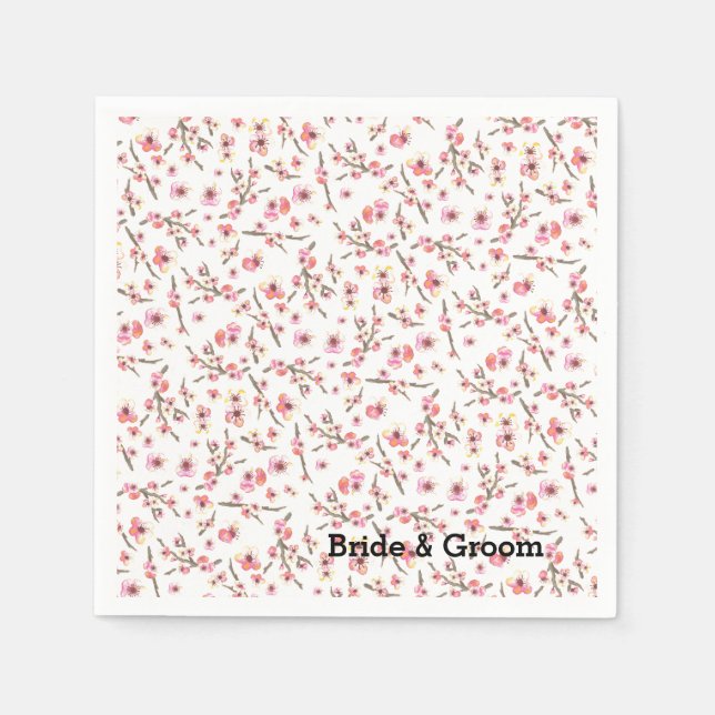 Serviettes En Papier Fleur de cerisier d'aquarelle (Devant)