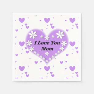Serviettes en papier Fleur de lilas Cœur Je t'aime