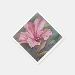 SERVIETTES EN PAPIER FLEUR D'HIBISCUS ROSE