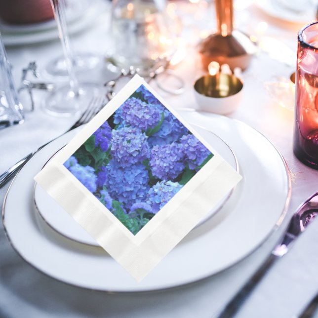Serviettes En Papier Fleurs bleu Hydrangea Floral (In Situ Plate)