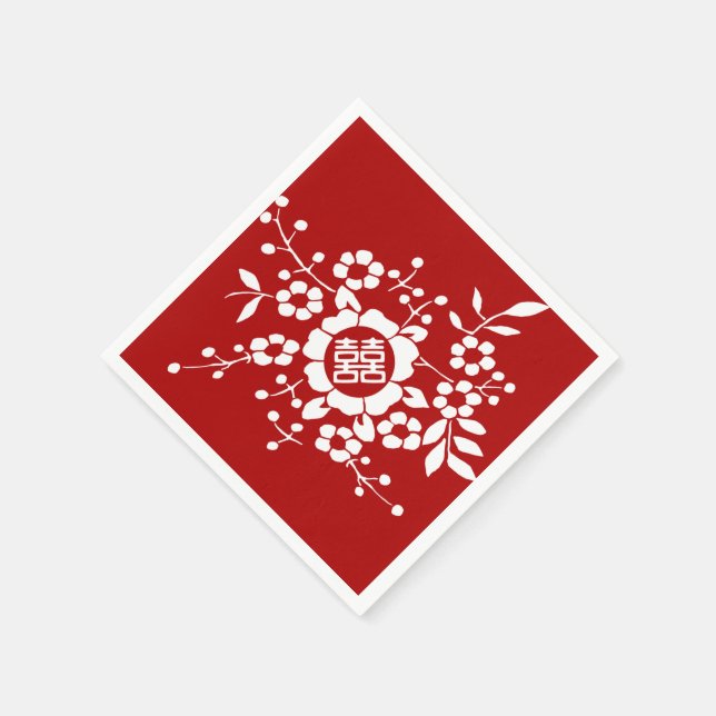 Serviettes En Papier Fleurs coupées en papier ・ Double Bonheur (Coin)