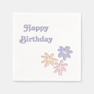 Serviettes En Papier Fleurs d'anniversaire