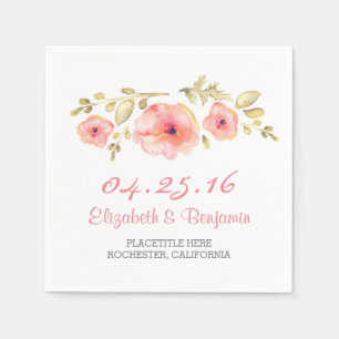 Serviettes En Papier fleurs d'aquarelle rousse mariage romantique
