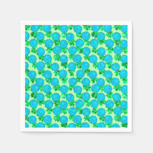 Serviettes En Papier Fleurs de dahlia en bleu turquoise et vert