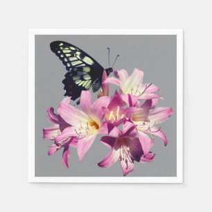 Serviettes en papier fleurs de lilas et papillon