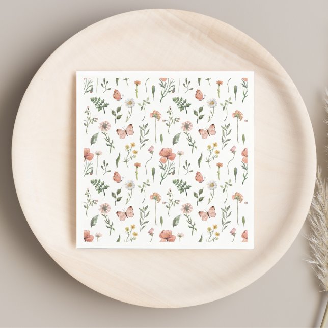 Serviettes en papier fleurs sauvages Boho (Créateur téléchargé)