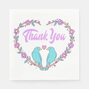 Serviettes En Papier Fleurs Violet Merci Colombes & Cœur Mariage