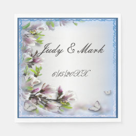 Serviettes en papier fleurs violettes et papillons