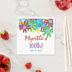 Serviettes en papier floral 100e anniversaire pers