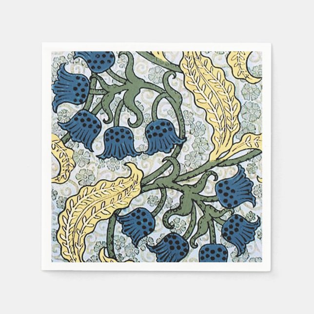 Serviettes En Papier Floral Blue Flowers Lily Valley Répétition (Devant)