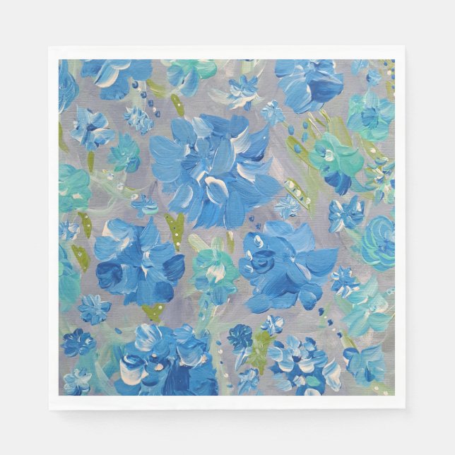 Serviettes en papier floral Celebration Bleu (Devant)