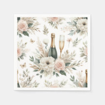 Serviettes en papier Floral Champagne Rouge Clair