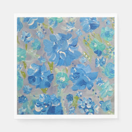 Serviettes en papier floral pour célébration bleue
