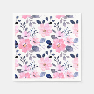 Serviettes en papier floral pour cocktails