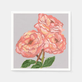 Serviettes en papier floral rose et corail