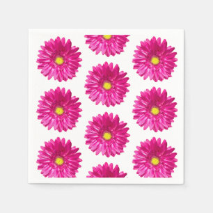 Serviettes en papier floral rose vif Daisy