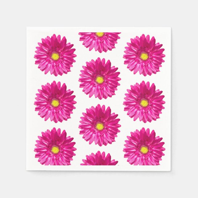 Serviettes en papier floral rose vif Daisy (Devant)
