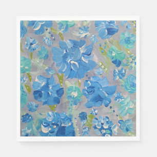 Serviettes en papier florales Blue Celebration