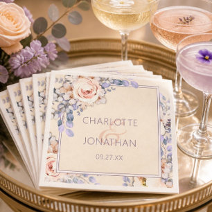Serviettes en papier florales couleur pêche pour m