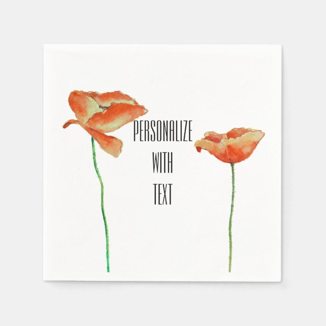 Serviettes En Papier Flore de pavots rouges (Devant)