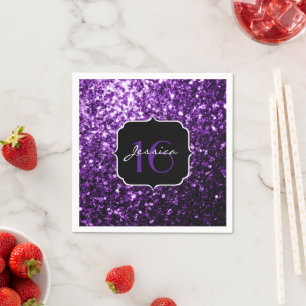 Serviettes En Papier Foncé pourpre foncé brillant parties scintillant s