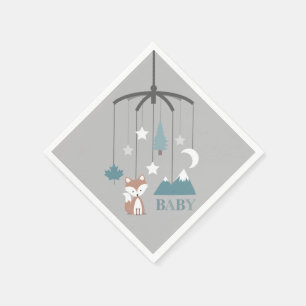 Serviettes En Papier Fox Mobile moderne Baby shower bleu serviettes