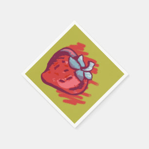 Serviettes En Papier Fraises de motif de fruit sur la substance de