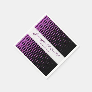 Serviettes En Papier Fuchsia - Noir moderne Pois