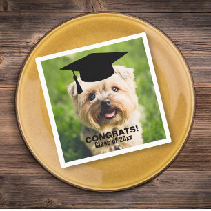 Serviettes En Papier Funny Dog Photo Graduation Personalized Class of
