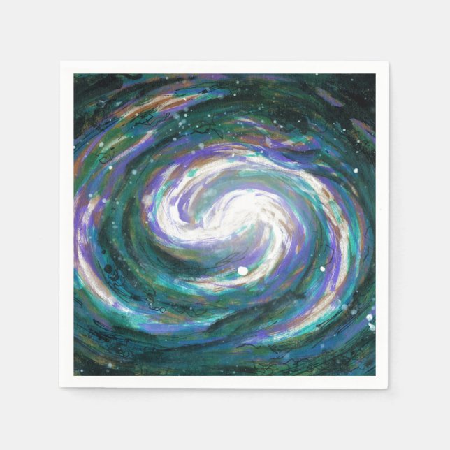 Serviettes En Papier Galaxie d'émeraude et de violet (Devant)