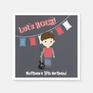 Serviettes En Papier Garçon d'anniversaire Rock Star