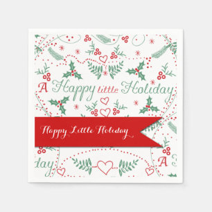 Serviettes En Papier Garland rouge et vert Joyeux petit vacances