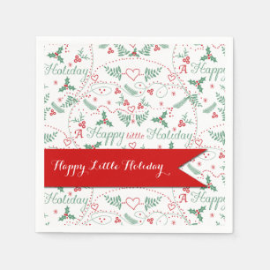 Serviettes En Papier Garland rouge et vert Joyeux petit vacances