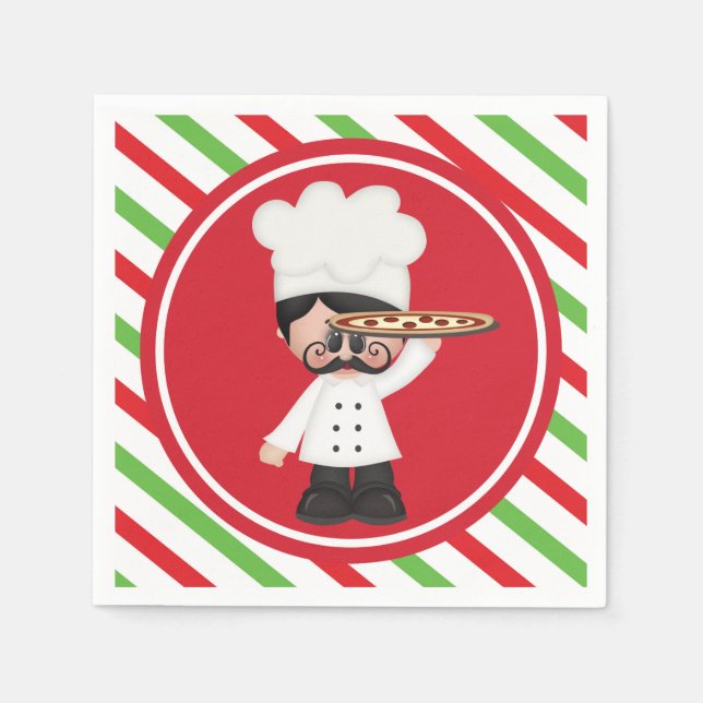 Serviettes En Papier Gastronomie chef italien pizza service serviettes (Devant)