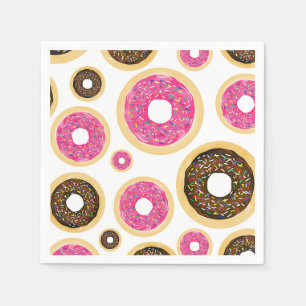 Serviettes En Papier Gâteaux Donuts Rose & Marron avec Décorations Mode