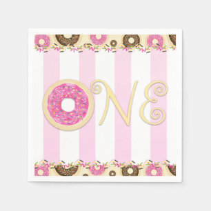 Serviettes En Papier Gâteaux Donuts Rose Marron avec Paillettes pour An