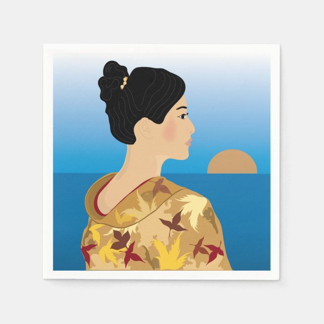 Serviettes en papier Geisha Girl (Devant)
