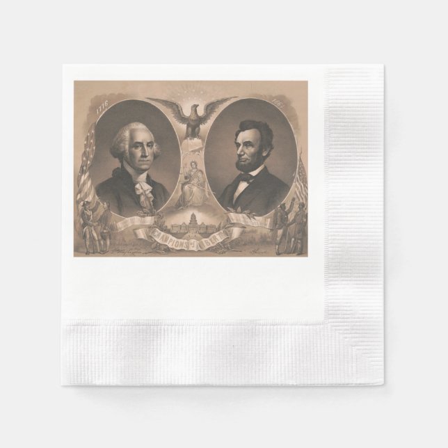 Serviettes En Papier George Washington et Abraham Lincoln (Devant)