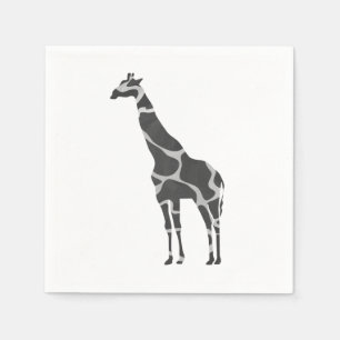 Serviettes En Papier Giraffe Silhoutte noir et gris