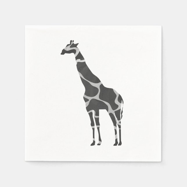 Serviettes En Papier Giraffe Silhoutte noir et gris (Devant)