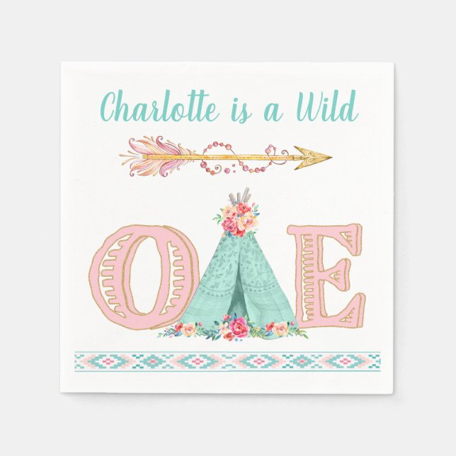 Serviettes en papier Girl Wild One (Devant)