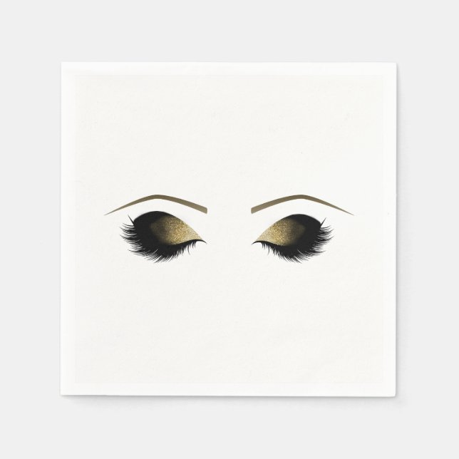 Serviettes En Papier Glam Gold Maquillage Eyelashes Beauté personnalisé (Devant)