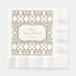 Serviettes En Papier Glam White Gold Great Gatsby Mariage