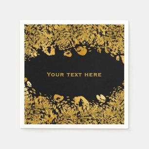 Serviettes En Papier Gold & Black Exotic Jungle Cheetah Elegant