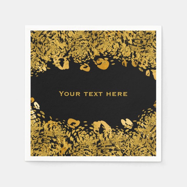 Serviettes En Papier Gold & Black Exotic Jungle Cheetah Elegant (Devant)