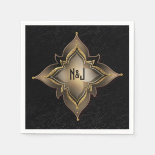 Serviettes En Papier Gold Black & Glam Exotic Chic Flower Party