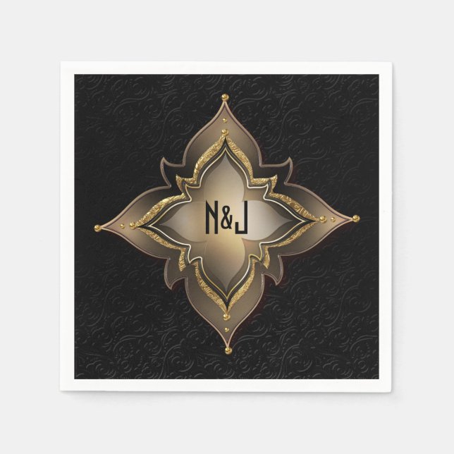 Serviettes En Papier Gold Black & Glam Exotic Chic Flower Party (Devant)