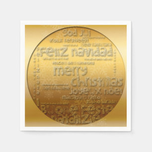 Serviettes En Papier Gold International Christmas Navidad Paper Napkin
