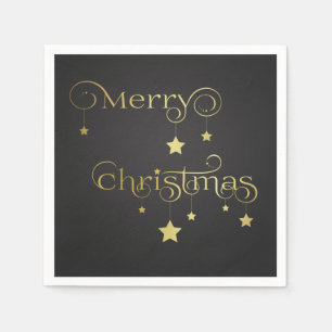 Serviettes En Papier Gold Joyeux Noël étoiles